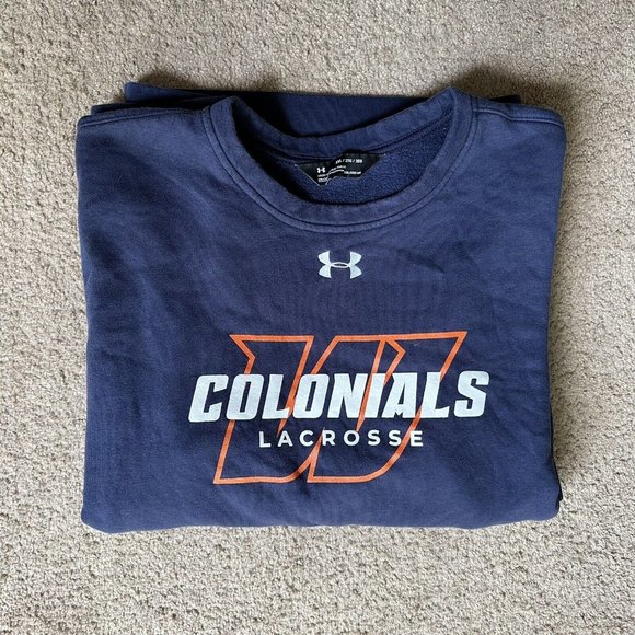 Under Armour Sweatshirt Men's 2XL Crewneck Fleece Colonials Lacrosse Navy Blue - Picture 10 of 10